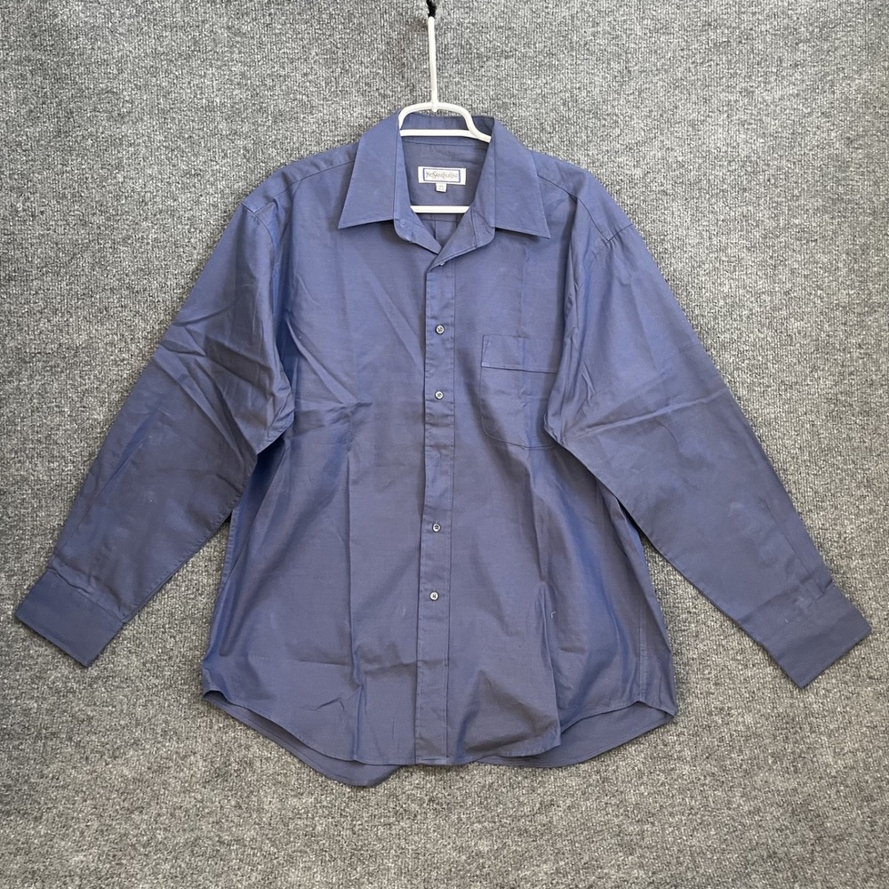 Yves Saint Laurent Shirt Mens Sz 16.5 32-33 Button Up Collared Long Sleeve Blue